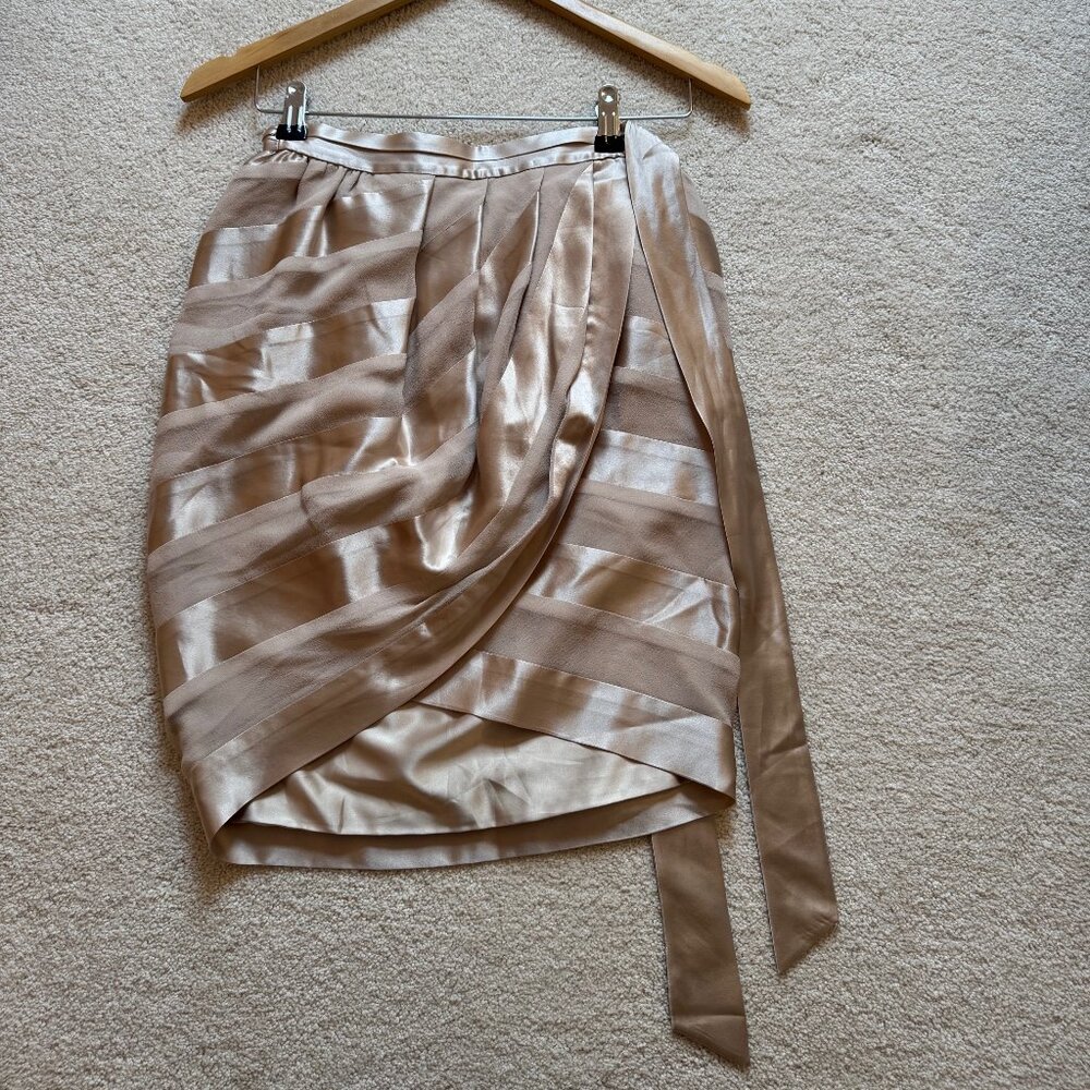 HTF! Club Monaco Gold Silk Wrap Skirt - Size 0